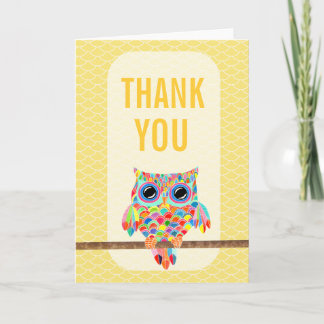 Cartões de agradecimentos Rainbow Owl Chevron
