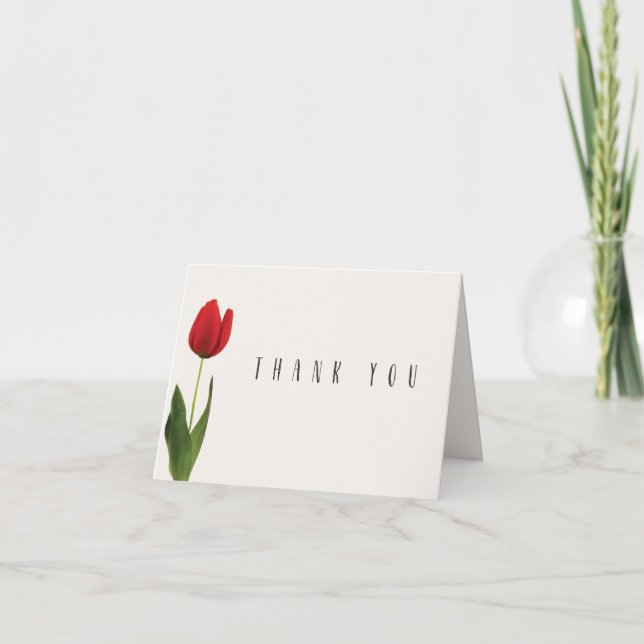 Cartões de agradecimentos Red Tulip Personalizado (Frente)