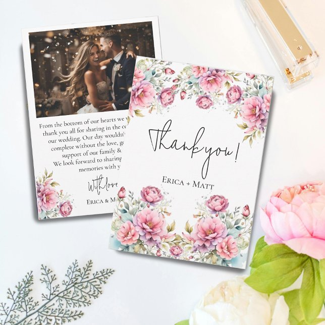 Cartões de agradecimentos Romântico de Casamento d (Criador carregado)