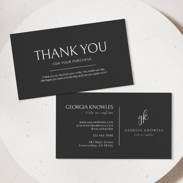 Cartões de agradecimentos Rosa Blush Moderno Elega (Criador carregado)