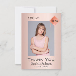 cartões de agradecimentos rosa de graduação modern