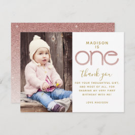 Cartões de agradecimentos Rosa Dourado com brilho