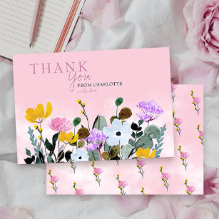 Cartões de agradecimentos Rosa Personalizado da La