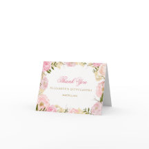 Cartões de agradecimentos rosa rosa Elegante de Qu