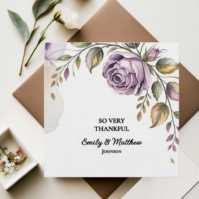 Cartões de agradecimentos Rosa roxo do Designer (Criador carregado)