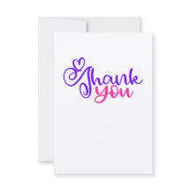 Cartões de agradecimentos rosa/roxo em papel kraft