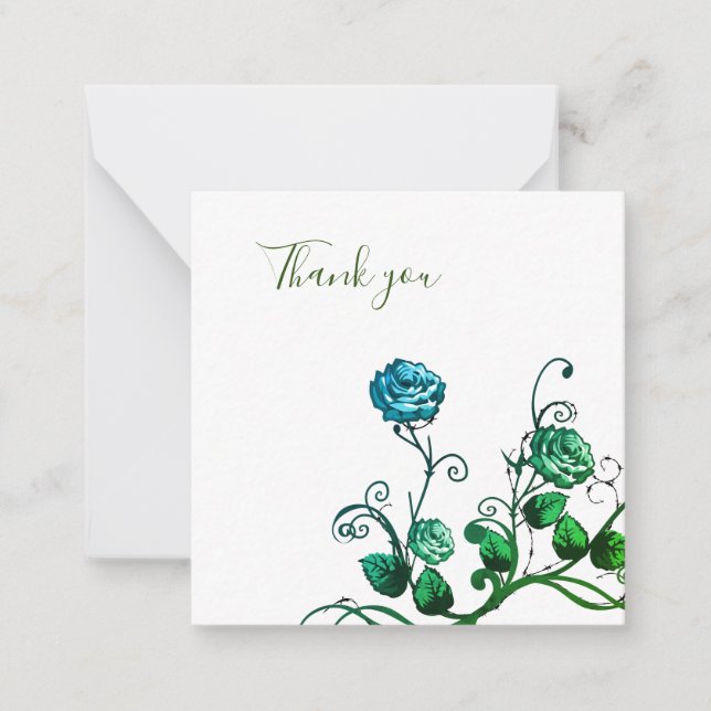 Cartões de agradecimentos rosa verde e azul (Frente)