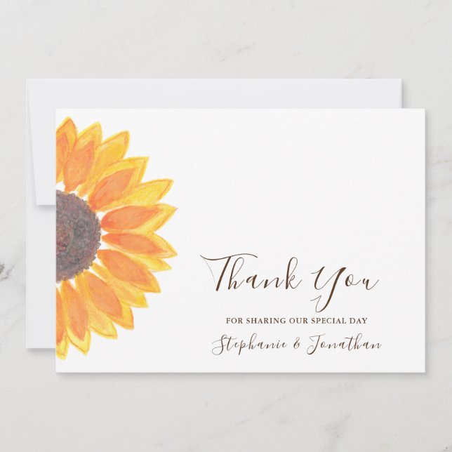 Cartões de agradecimentos Russo de Girassol (Frente)