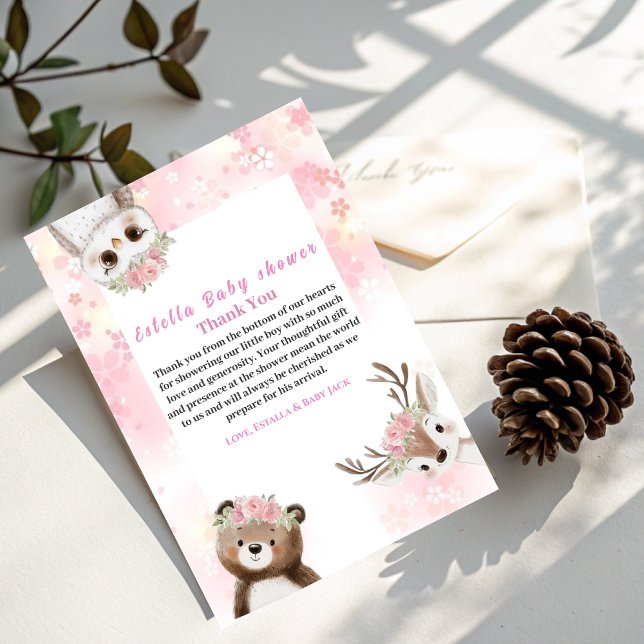 Cartões de agradecimentos Russo Floral Woodland Ba (Criador carregado)