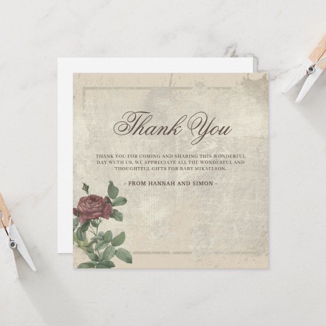 Cartões de agradecimentos Rustic Floral Minimalist (Frente/Verso In Situ)