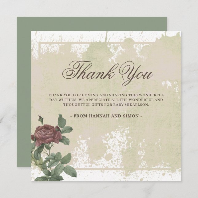 Cartões de agradecimentos Rustic Floral Minimalist (Frente/Verso)