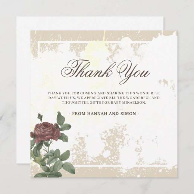 Cartões de agradecimentos Rustic Floral Minimalist (Frente/Verso)