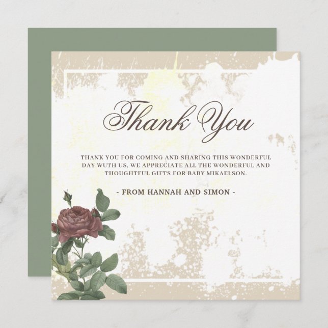 Cartões de agradecimentos Rustic Floral Minimalist (Frente/Verso)