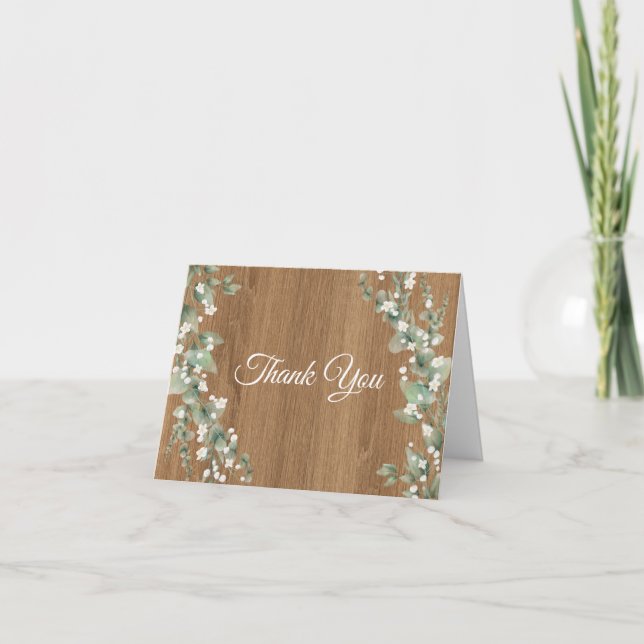 Cartões de agradecimentos Rustic Kraft Greenery |  (Frente)