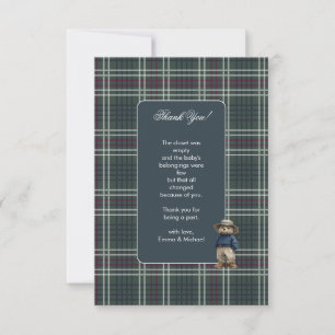 Cartões de agradecimentos Rustic Tartan Bear Chá d