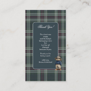 Cartões de agradecimentos Rustic Tartan Bear Chá d
