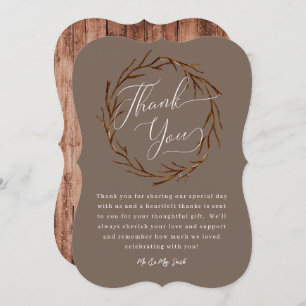 Cartões de agradecimentos Rustic Wood Wreath Weddi