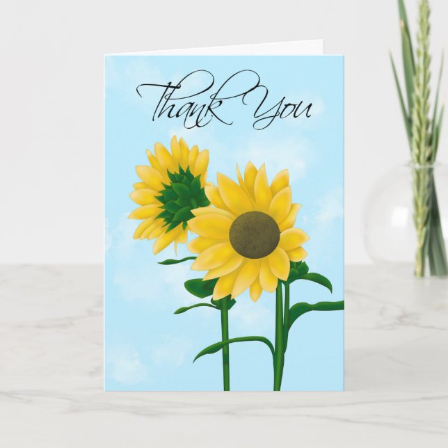 Cartões de agradecimentos Selvagem de Girassóis do (Frente)