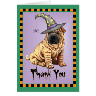 Cartões de agradecimentos Shar-Pei de Halloween