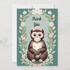 Cartões de agradecimentos Simples Feliz Macaco