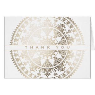 Cartões de agradecimentos Solar Mandala Dourado -