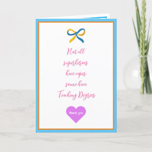 Cartões de agradecimentos Super Herói do Professor