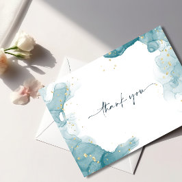 Cartões de agradecimentos Teal e Dourado