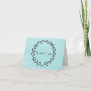 Cartões de agradecimentos Teal Elegante Wreath