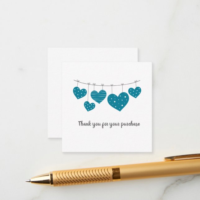 Cartões de agradecimentos Teal Heart (Frente/Verso In Situ)