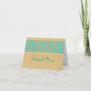 Cartões de agradecimentos Teal Rustic Chevron