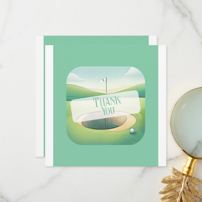 Cartões de agradecimentos Tema Golf | Opção plana (Frente/Verso In Situ)