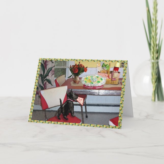 Cartões de agradecimentos Terrier escocês de mídia (Frente)