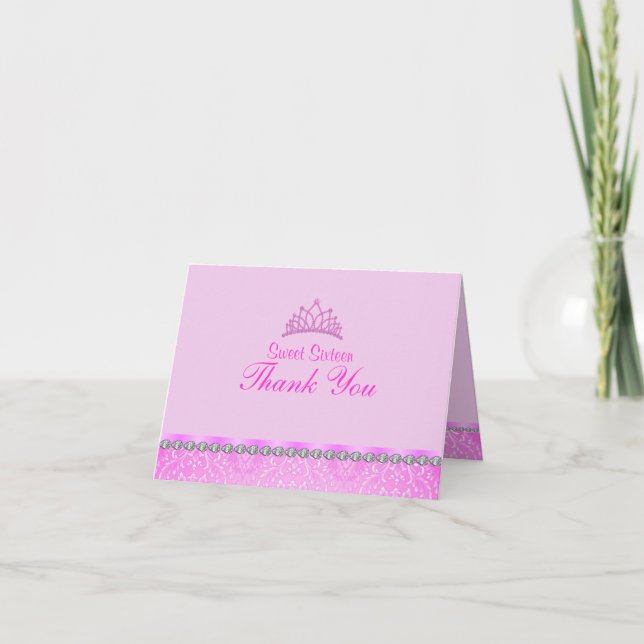 Cartões de agradecimentos Tiara doce16 rosa (Frente)