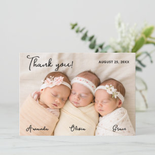 Cartões de agradecimentos Triplet Baby Girls com F