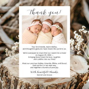 Cartões de agradecimentos Triplet Girls com Foto