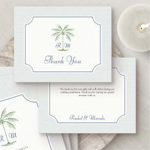 Cartões de agradecimentos Tropical Palm Tree Wedin