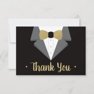 Cartões de agradecimentos Tuxedo, Tie Dourada