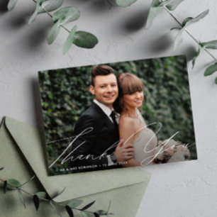 cartões de agradecimentos único de script modern