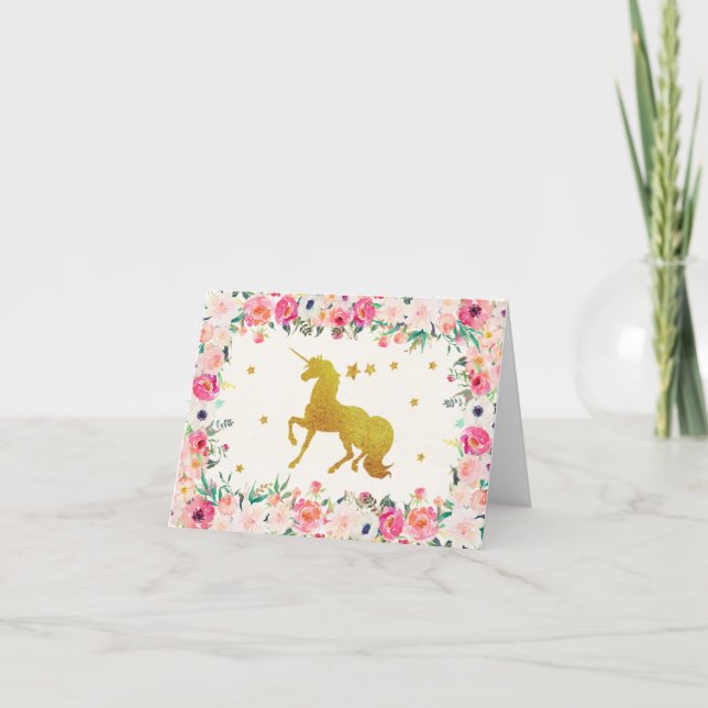 Cartões de agradecimentos Unicorn (Frente)