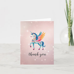 Cartões de agradecimentos Unicorn girando