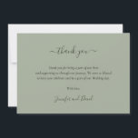 Cartões de agradecimentos Verde de Sage de Script<br><div class="desc">Elegante cartões de agradecimentos de casamento verde. Personalizar facilmente online. Itens correspondentes disponíveis para complementar este cartões de agradecimentos de casamento verde de sábio minimalista.</div>
