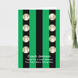 Cartões de agradecimentos verde e preto do treinad