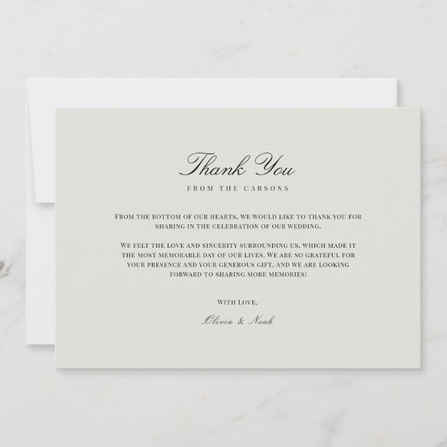 Cartões de agradecimentos Verde Elegante Preto e S (Frente)