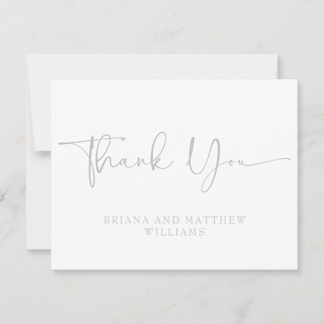 Cartões de agradecimentos Verde Sage (Frente)