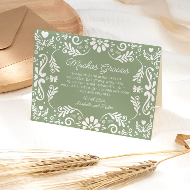 Cartões de agradecimentos Verde Sage Mexicano (Criador carregado)