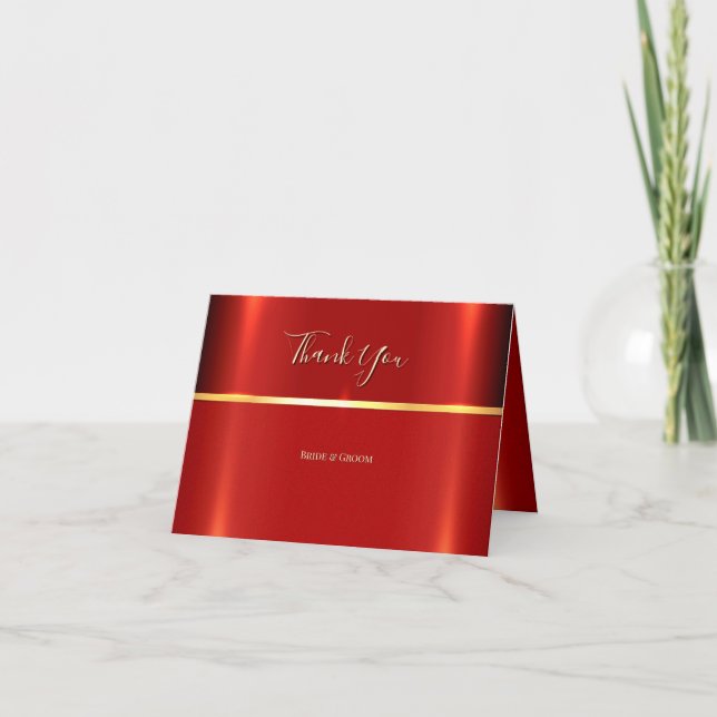 Cartões de agradecimentos vermelho simples (Frente)