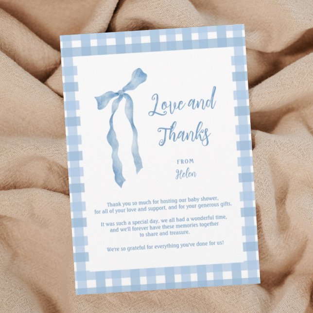 Cartões de agradecimentos xadrez chá de fraldas az (Criador carregado)