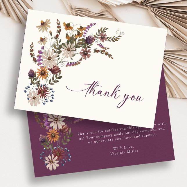 Cartões De Agradeço À Burgundy Floral (Burgundy Floral Thank You Cards
)