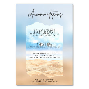 Cartões de Alojamento de Casamento de Praia