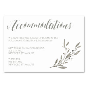 Cartões de Alojamento de Casamento Elegante Cinza